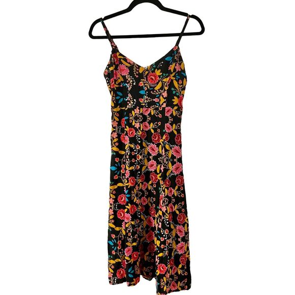 Express black floral tank midi dress size xs - Picture 2 of 11